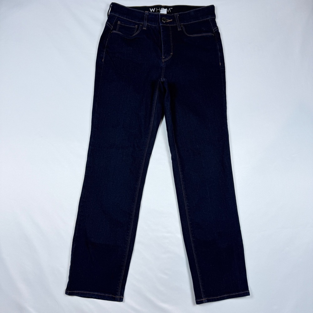 WHBM Straight Leg Jeans Womens 2 Dark Wash Blue Stretch Denim Mid Rise